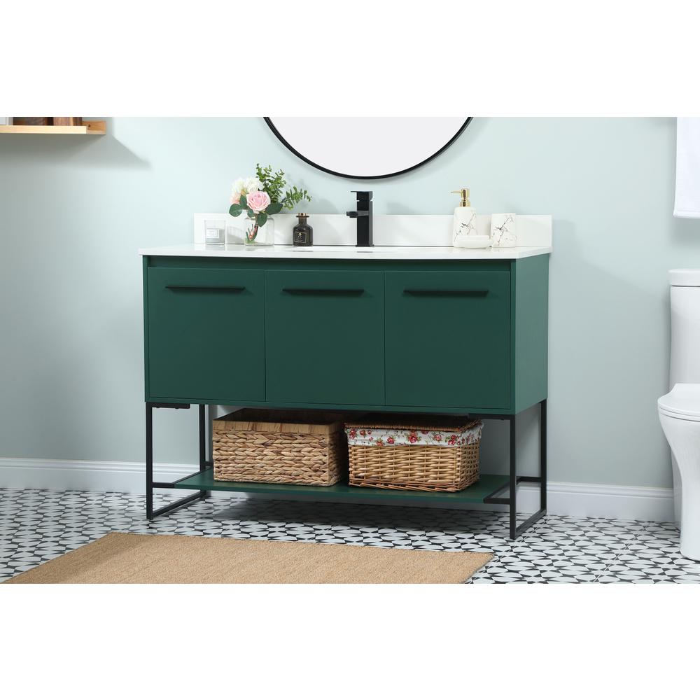 48 inch Single bathroom vanity in green with backsplash. Picture 2