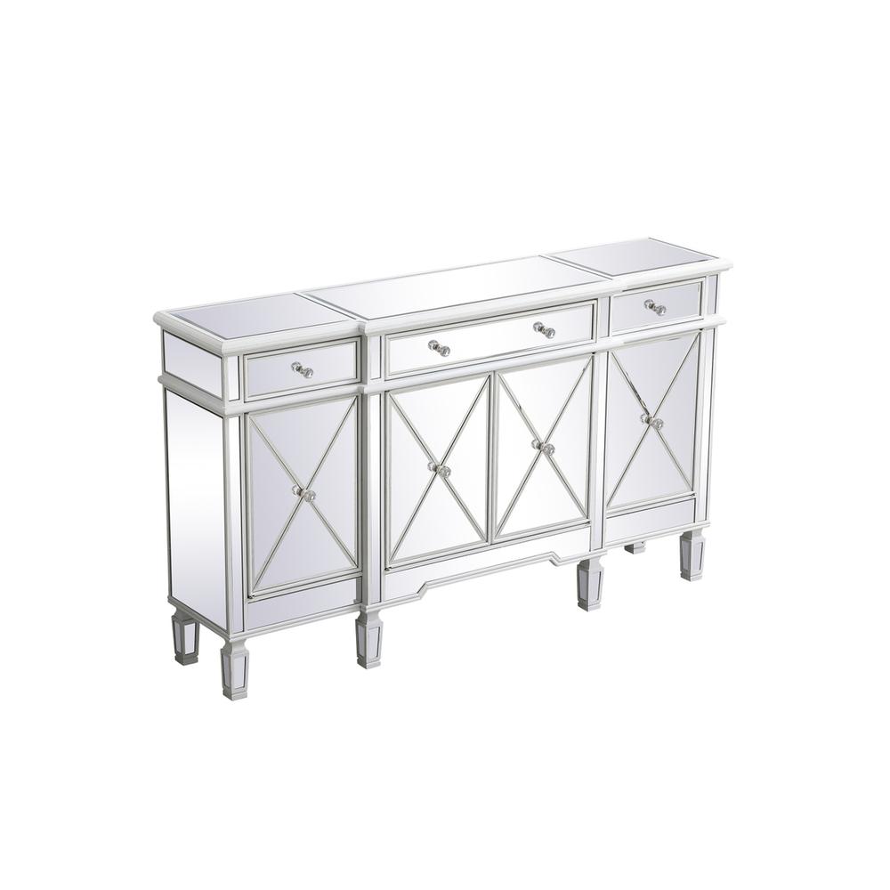 60 inch mirrored credenza in antique white. Picture 5