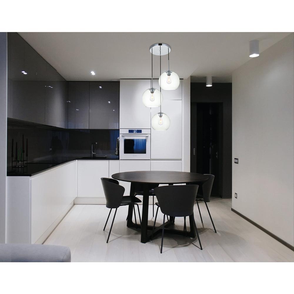 Baxter 3 Lights Chrome Pendant With Clear Glass. Picture 6