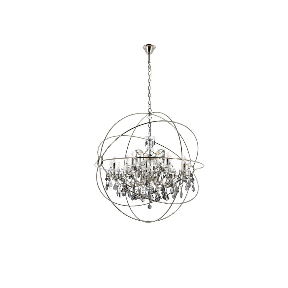 Geneva 18 light polished nickel Chandelier Silver Shade (Grey) Royal Cut crystal. Picture 6