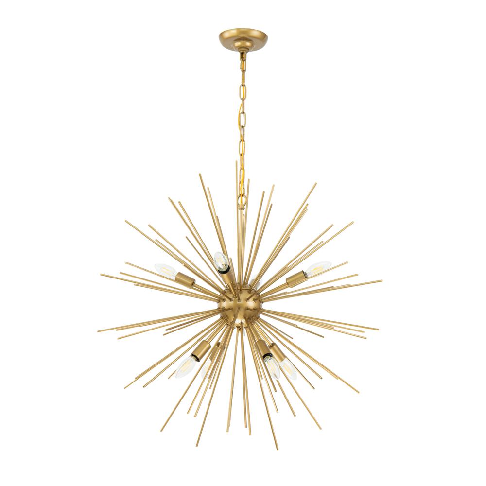 Timber 8 light Brass pendant. Picture 2