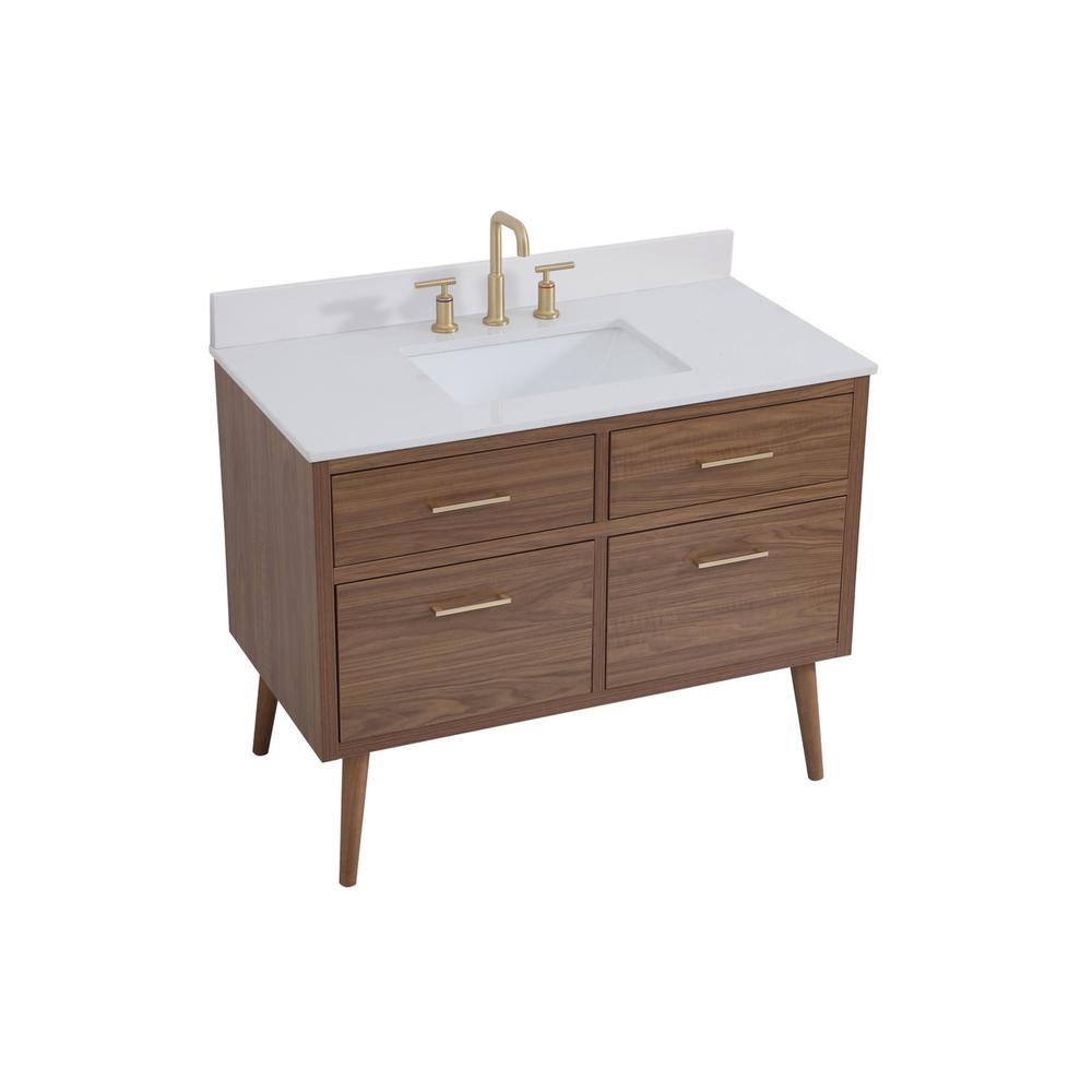 42 inch bathroom Vanity in Walnut Brown with Backsplash. Picture 8