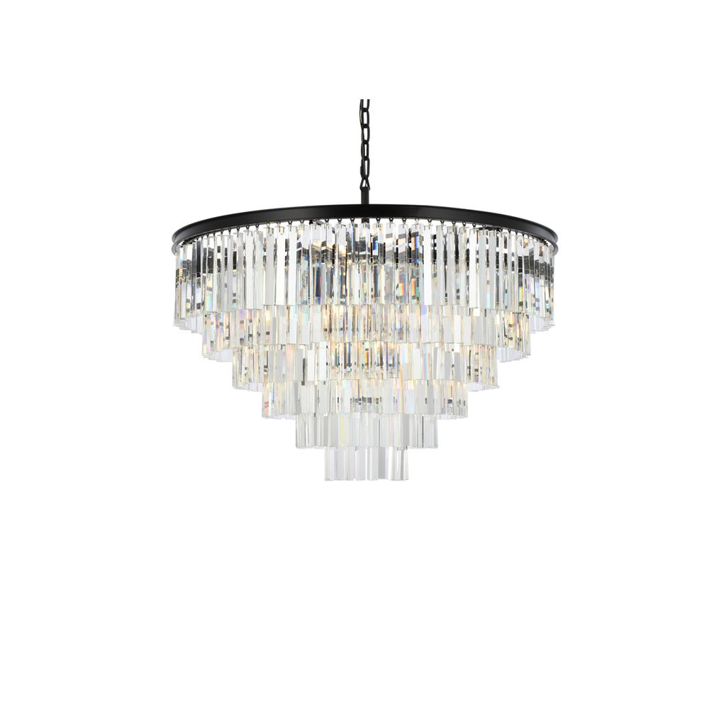Sydney 33 light Matte Black Chandelier Clear Royal Cut Crystal. Picture 2
