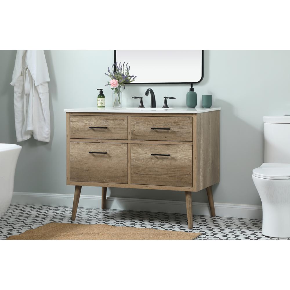 42 inch Single bathroom vanity in natural oak. Picture 2