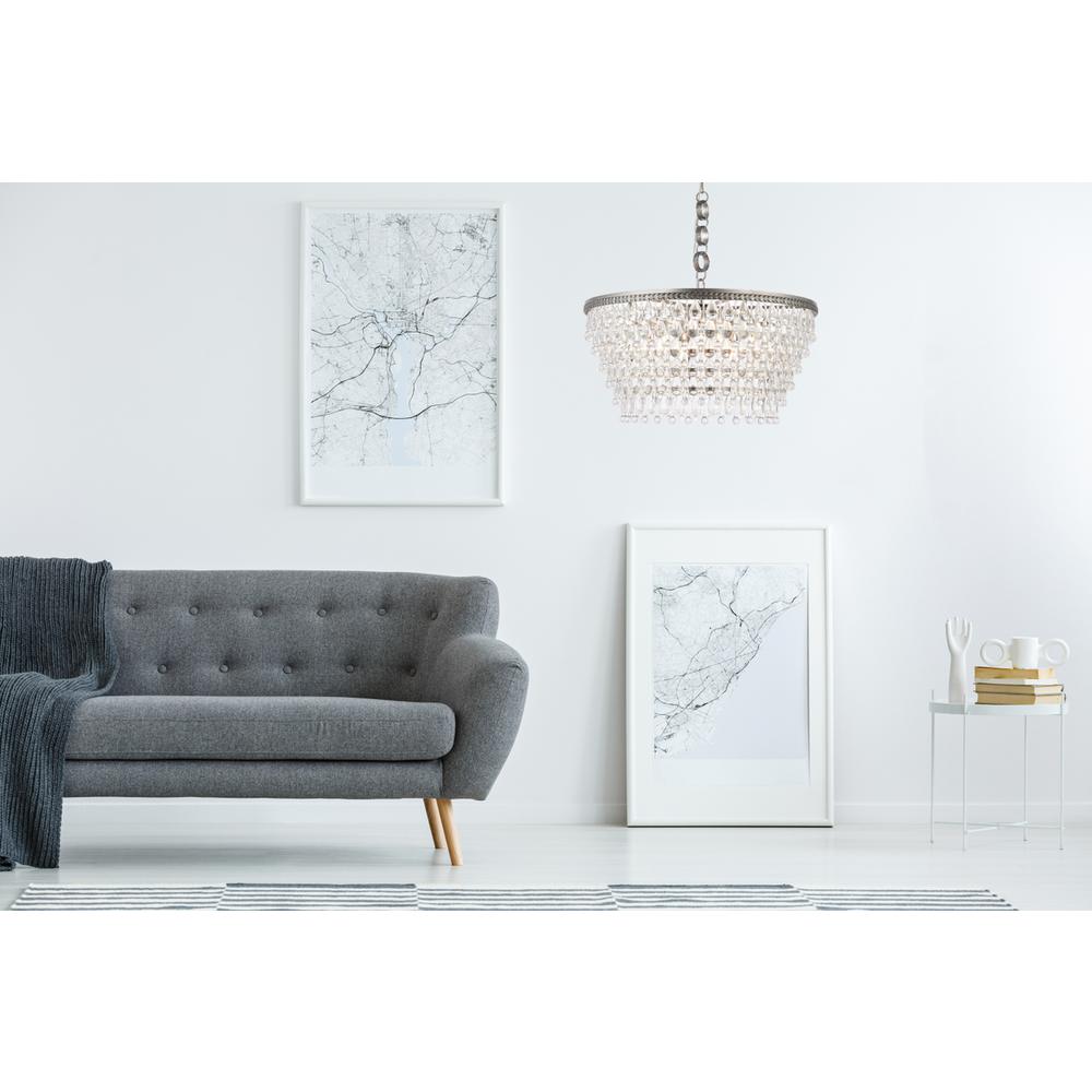 Nordic 6 light antique silver Chandelier Clear Royal Cut Crystal. Picture 9