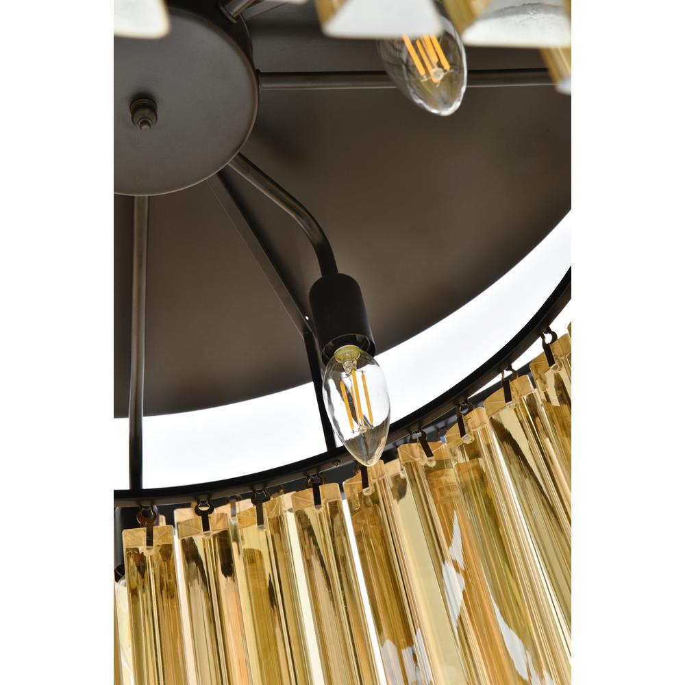 Sydney 8 light Matte Black Flush Mount Golden Teak (Smoky) Royal Cut Crystal. Picture 5