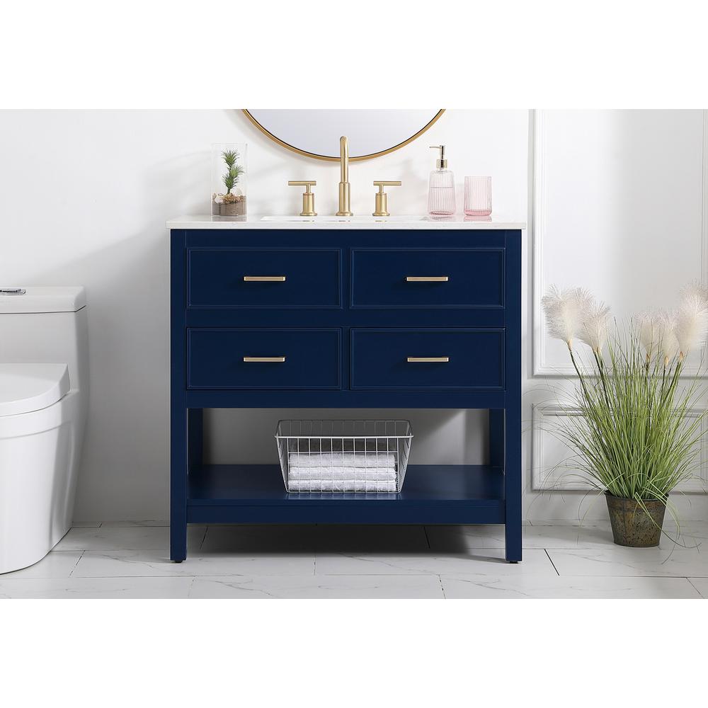 36 inch Single bathroom vanity in blue. Picture 14