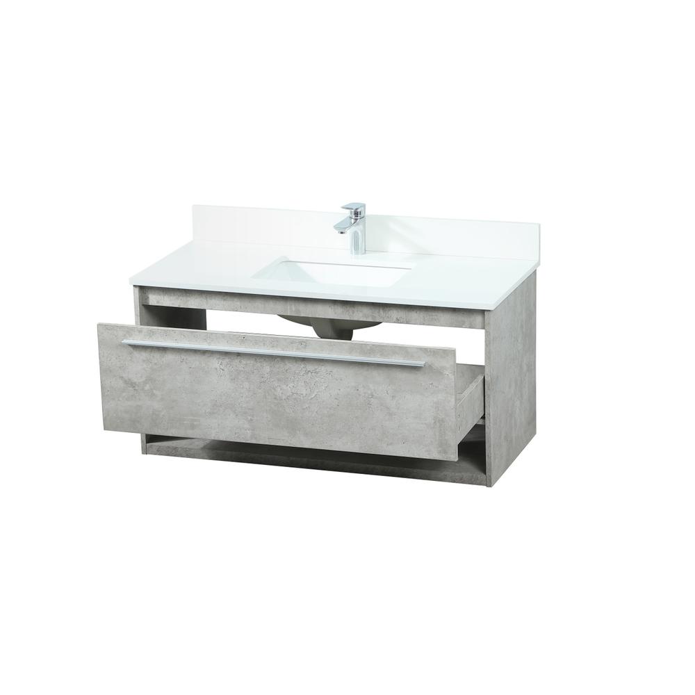 40 inch Single bathroom vanity in concrete grey with backsplash. Picture 9