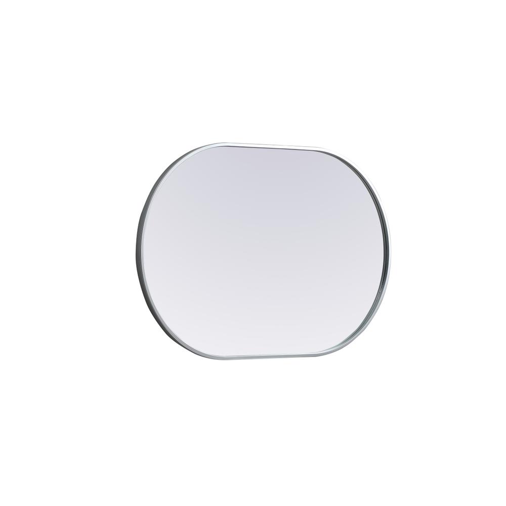 Metal Frame Oval Mirror 24x36 Inch in Silver. Picture 9