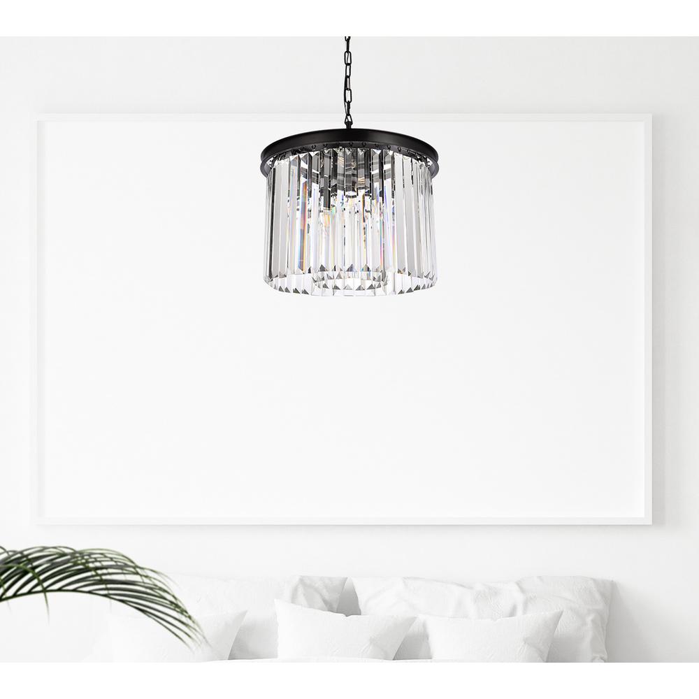Sydney 6 light Matte Black Pendant Clear Royal Cut Crystal. Picture 8