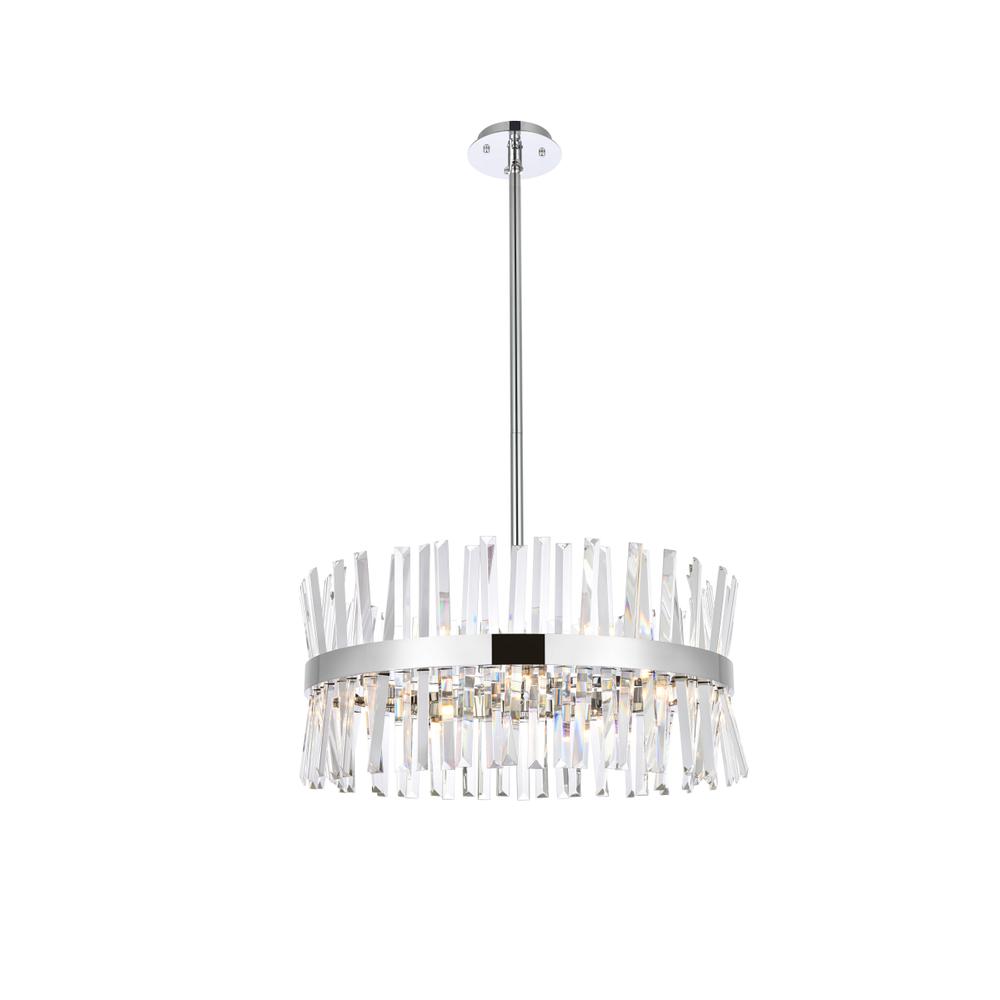 Serephina 25 inch crystal round pendant light in chrome. Picture 1