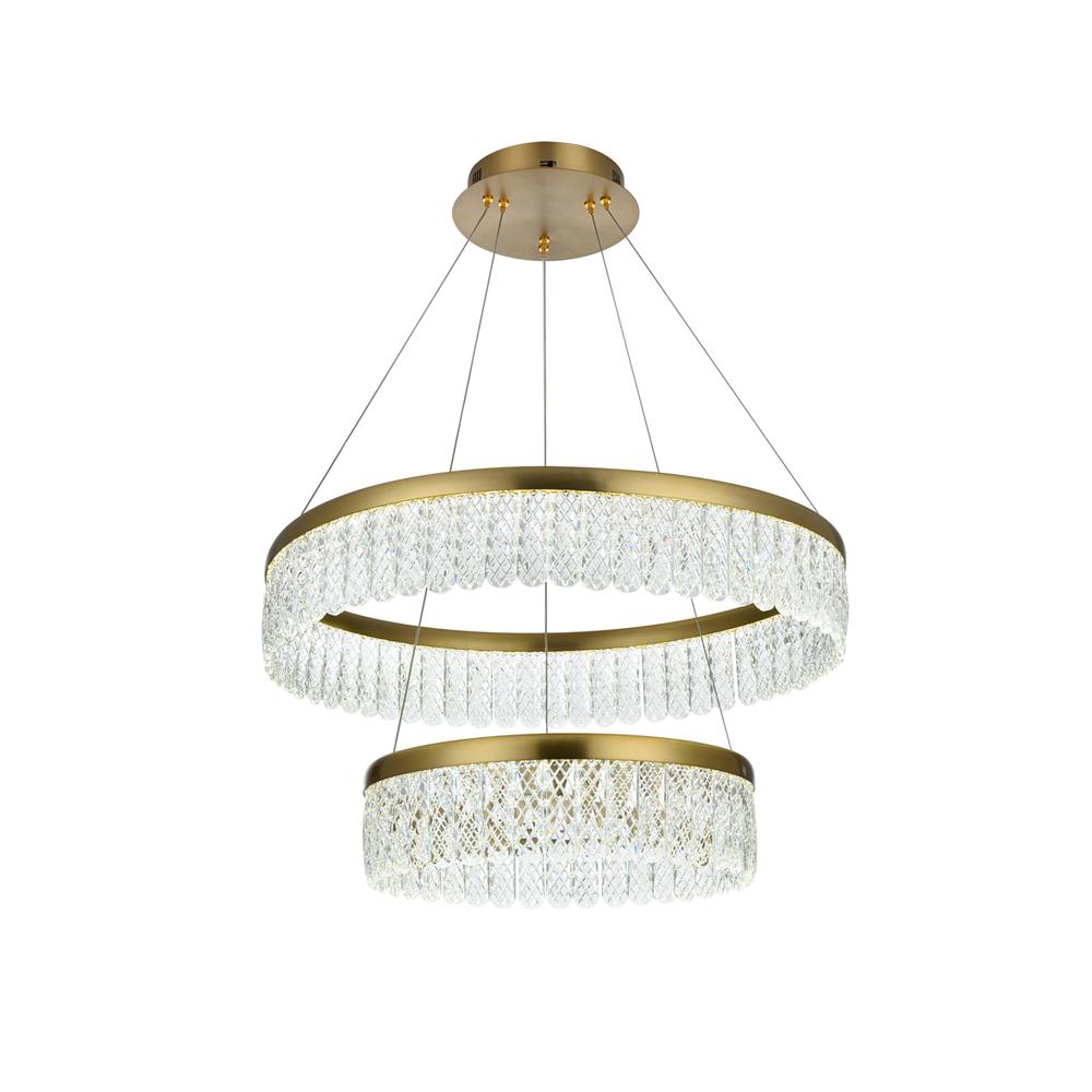 Rune 24 inch Adjustable LED chandelier in Satin Gold. Picture 3