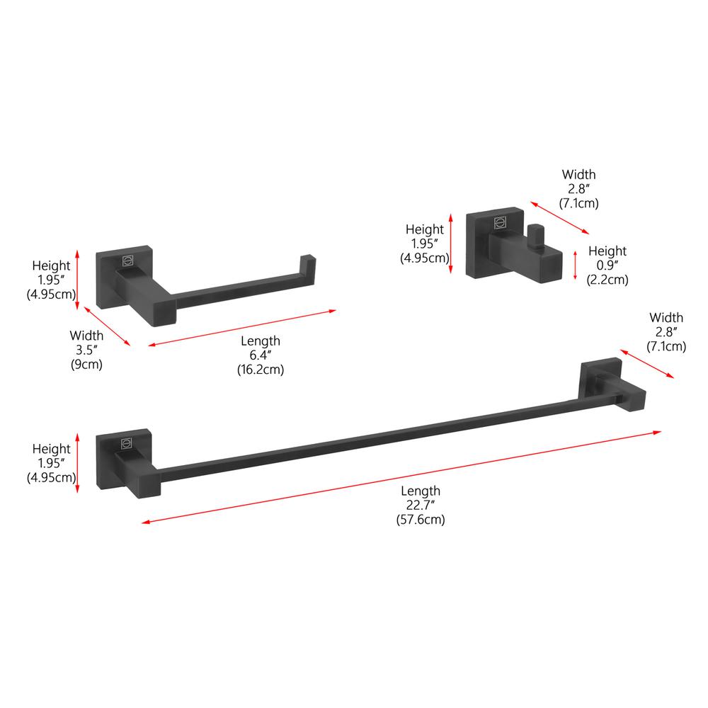 Isla 3-Piece Bathroom Hardware Set in Matte Black. Picture 9