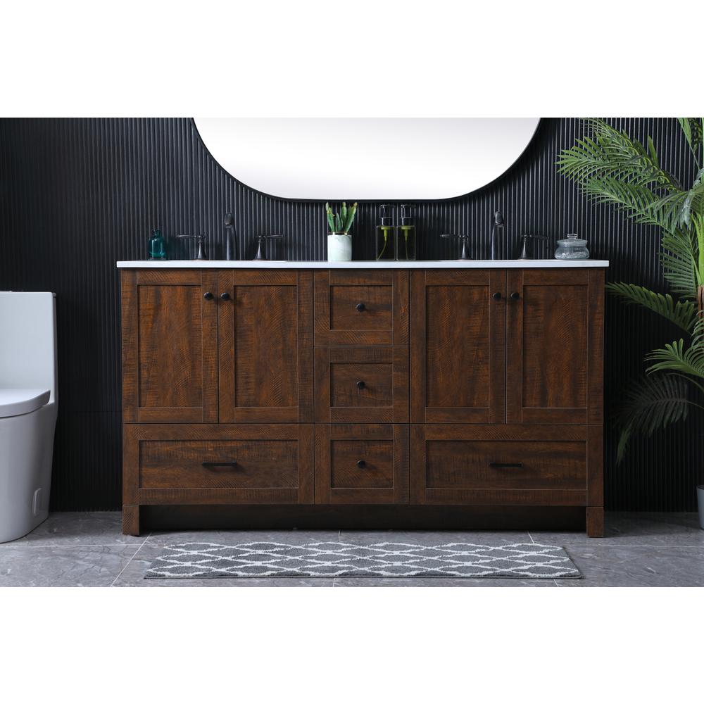 60 Inch Double Bathroom Vanity In Expresso. Picture 14