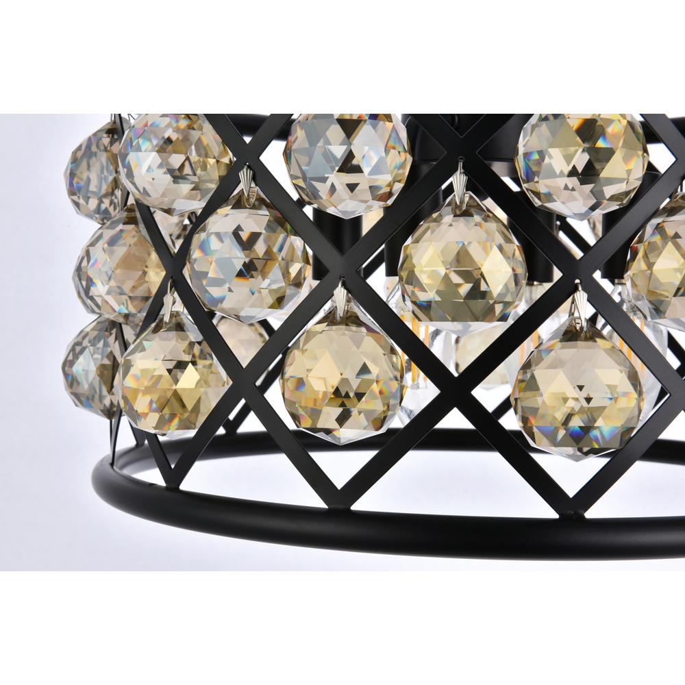 Madison 4 light Matte Black Pendant Golden Teak (Smoky) Royal Cut Crystal. Picture 3