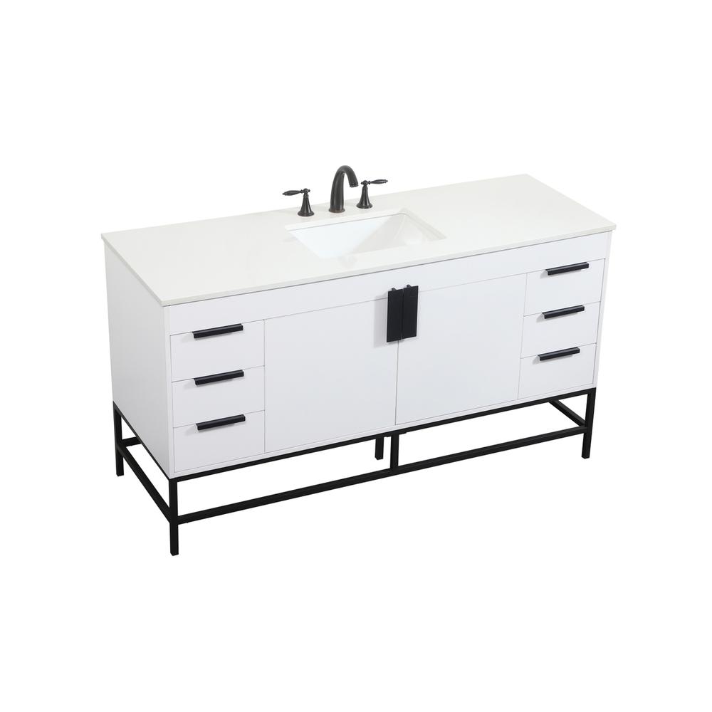 60 inch Single bathroom vanity in white. Picture 8
