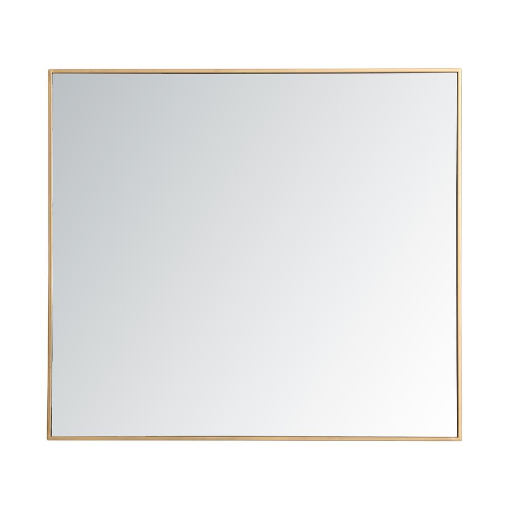Metal frame rectangle mirror 36 inch in Brass. Picture 4