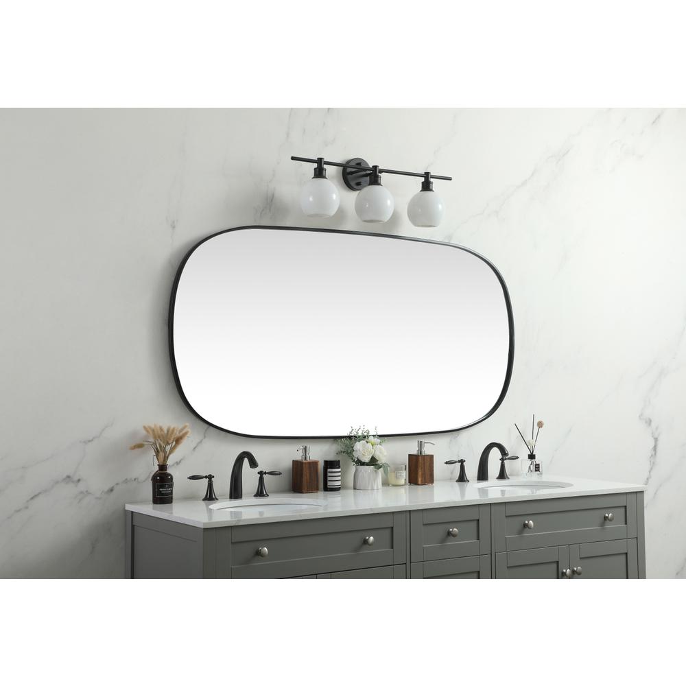 Metal Frame Oval Mirror 30x60 Inch in Black. Picture 2