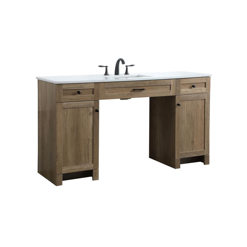 60 Inch ADA Compliant Bathroom Vanity In Natural Oak. Picture 7