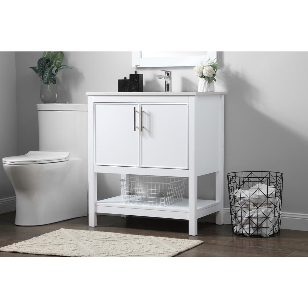 30 Inch SIngle Bathroom Vanity In White. Picture 2