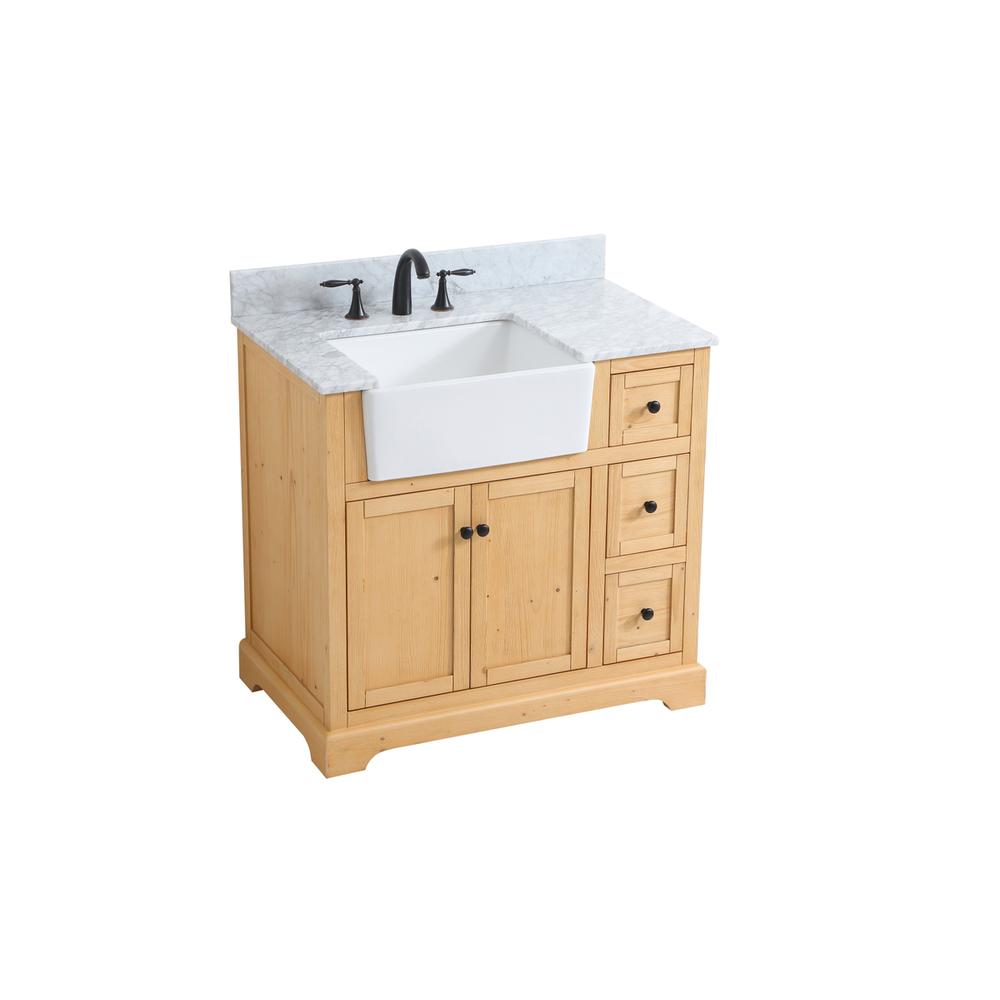 36 inch Single bathroom vanity in natural wood with backsplash. Picture 8