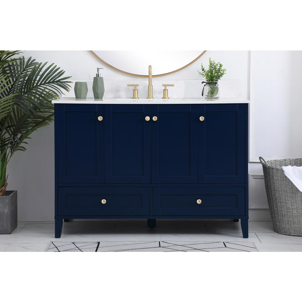 48 inch Single Bathroom Vanity in Blue with Backsplash. Picture 14