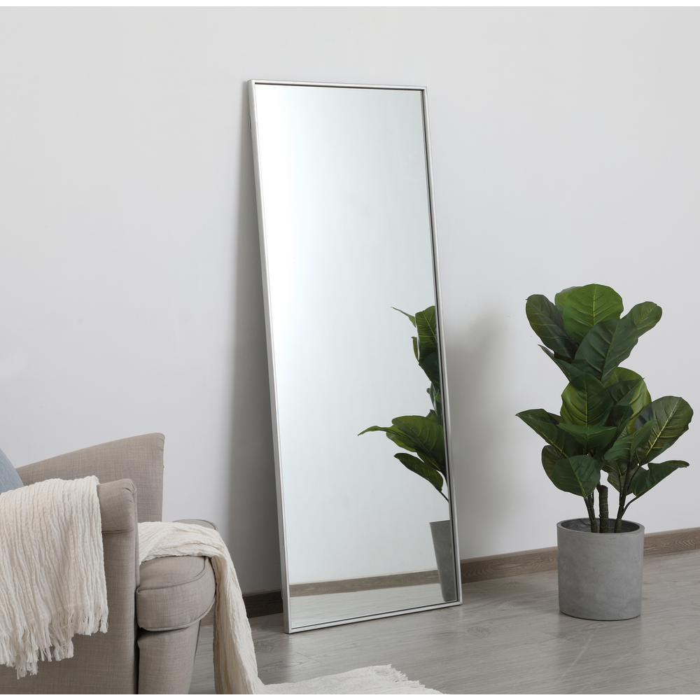 Metal frame rectangle mirror 24 inch in silver. Picture 2