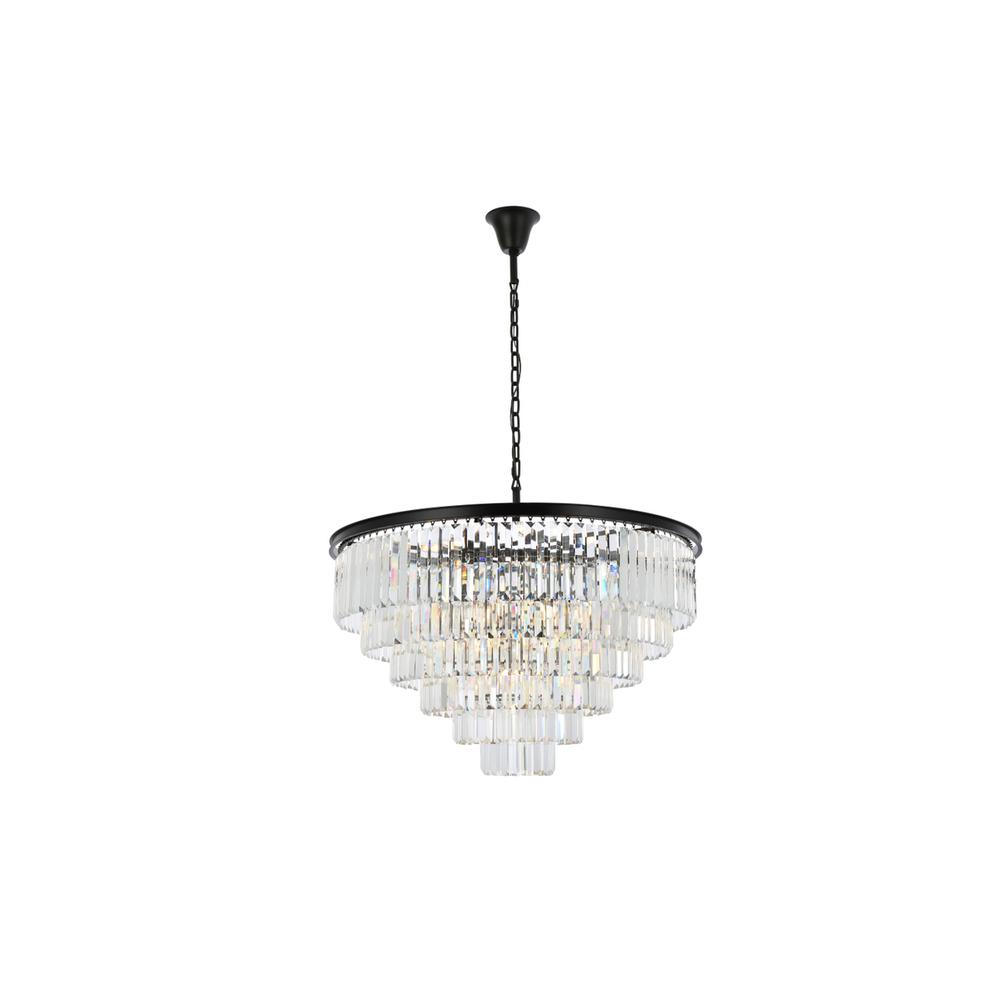 Sydney 33 light Matte Black Chandelier Clear Royal Cut Crystal. Picture 1
