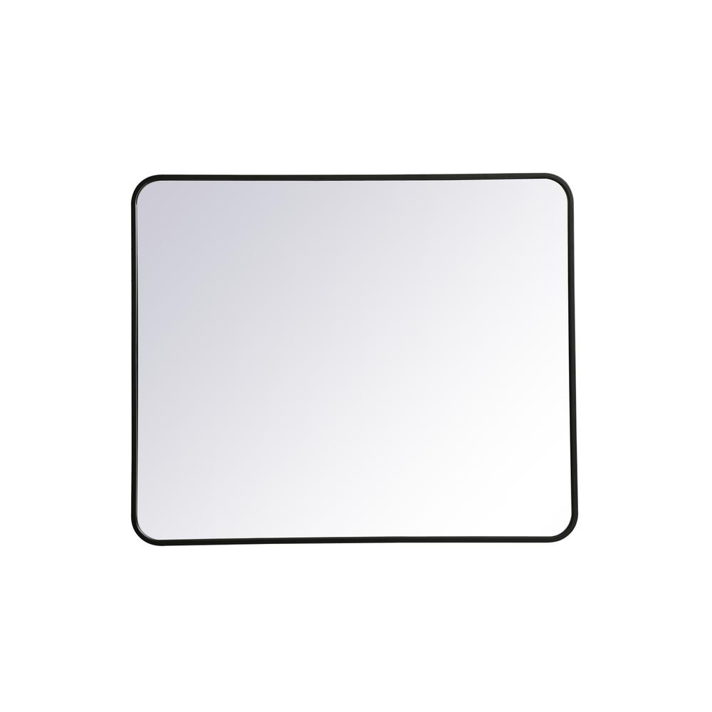 Soft corner metal rectangular mirror 30x36 inch in Black. Picture 1