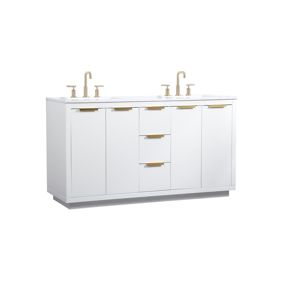 60 inch double bathroom vanity in white. Picture 7