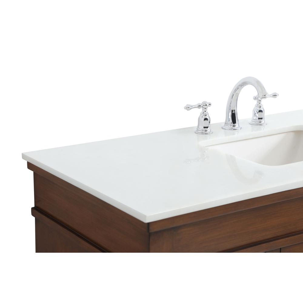 48 inch Single Bathroom vanity in Walnut with ivory white engineered marble. Picture 11