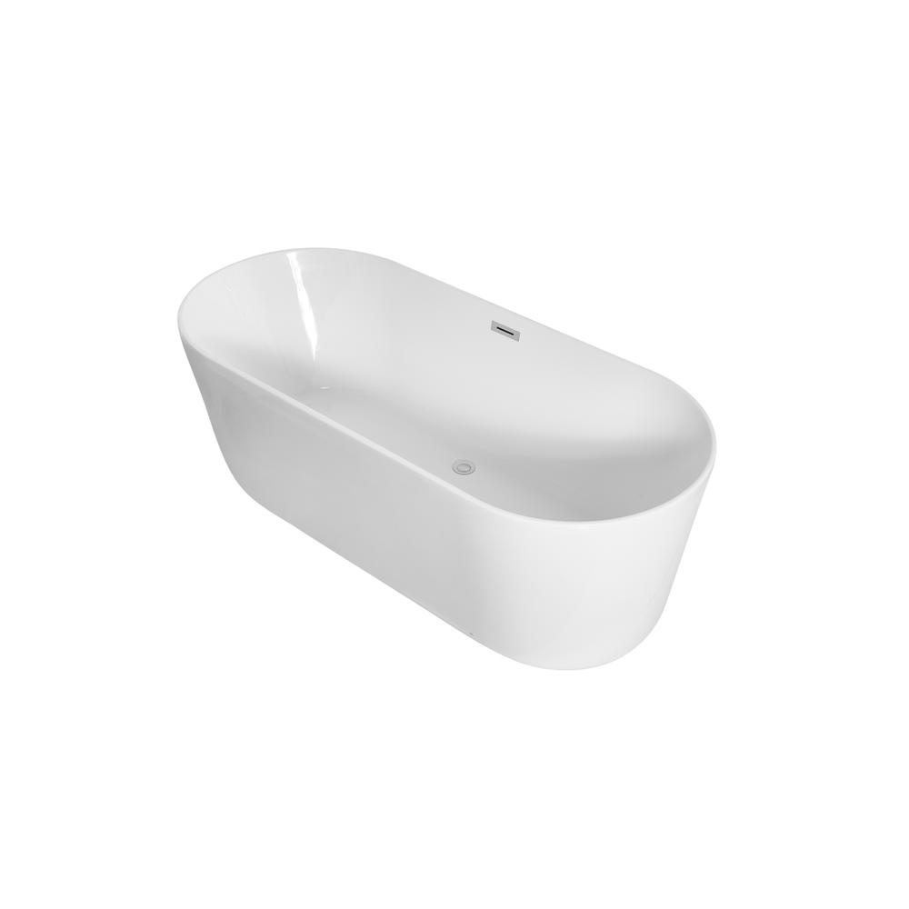 71 inch soaking roll top bathtub in glossy white. Picture 8