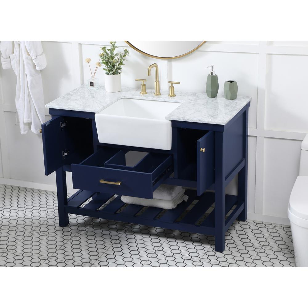 48 inch Single bathroom vanity in blue. Picture 3