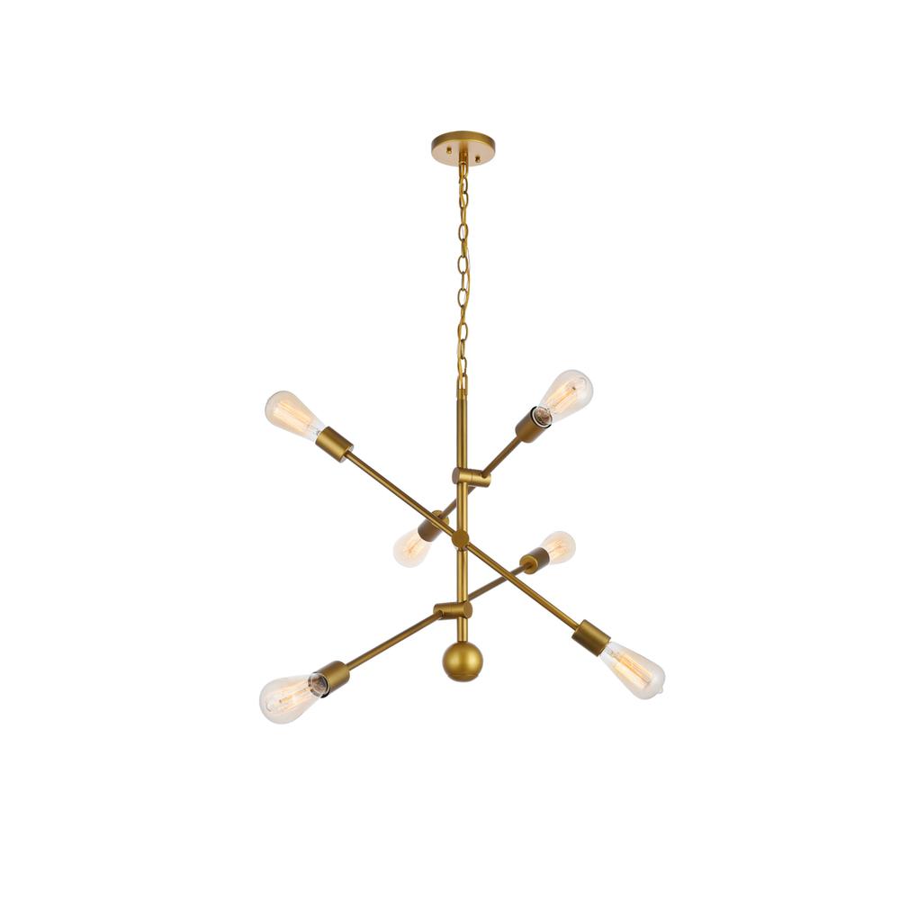 Axel 6 Lights Brass Pendant. Picture 1