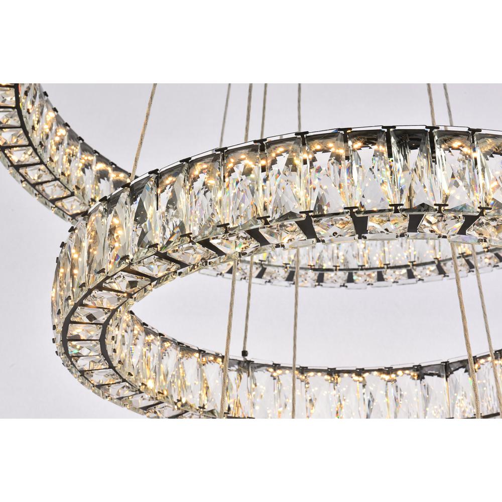 Monroe 32 inch LED triple ring chandelier in black. Picture 4