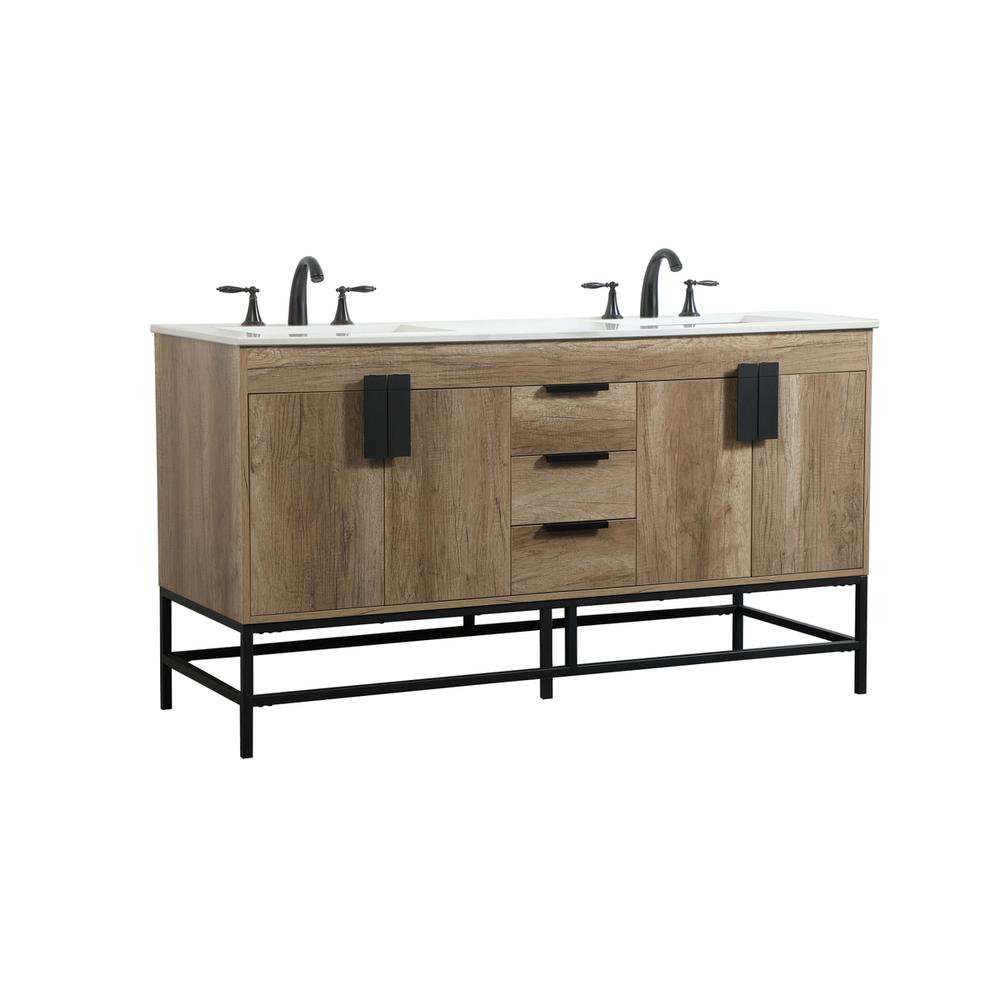 60 inch double bathroom vanity in natural oak. Picture 7