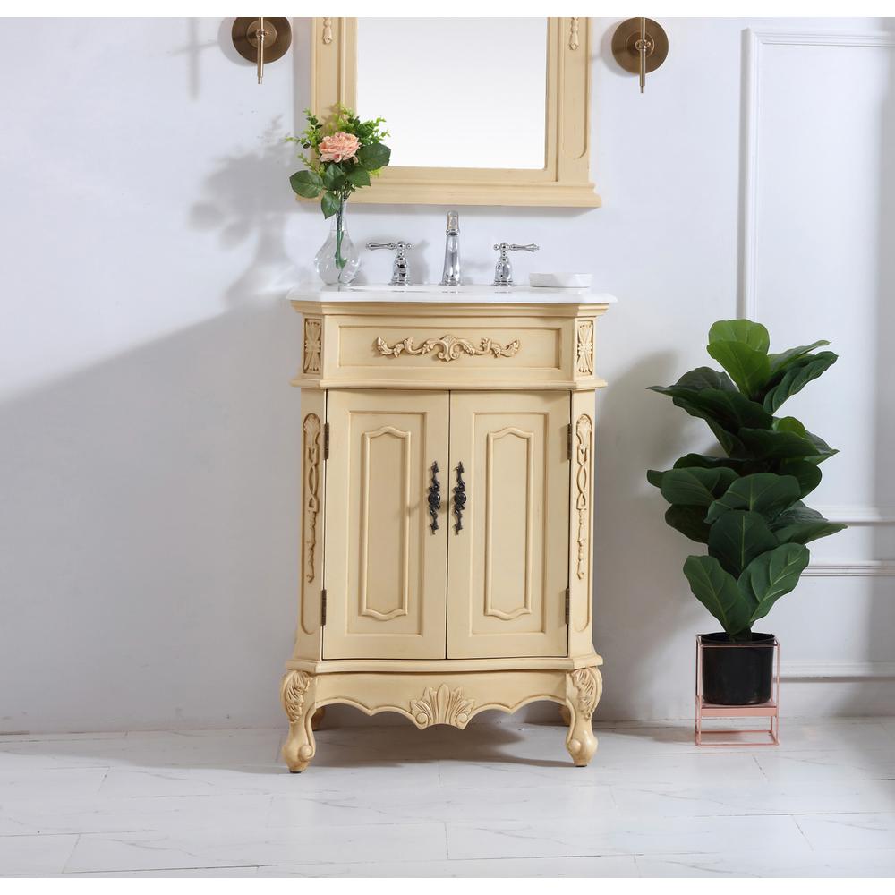 24 inch Single Bathroom vanity in light antique beige. Picture 14