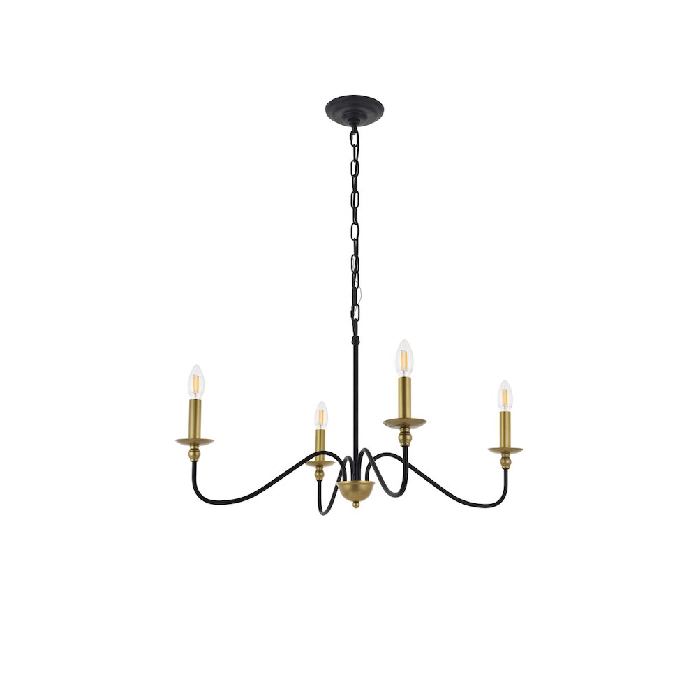 Rohan 4 Light Matte Black And Brass Pendant. Picture 5