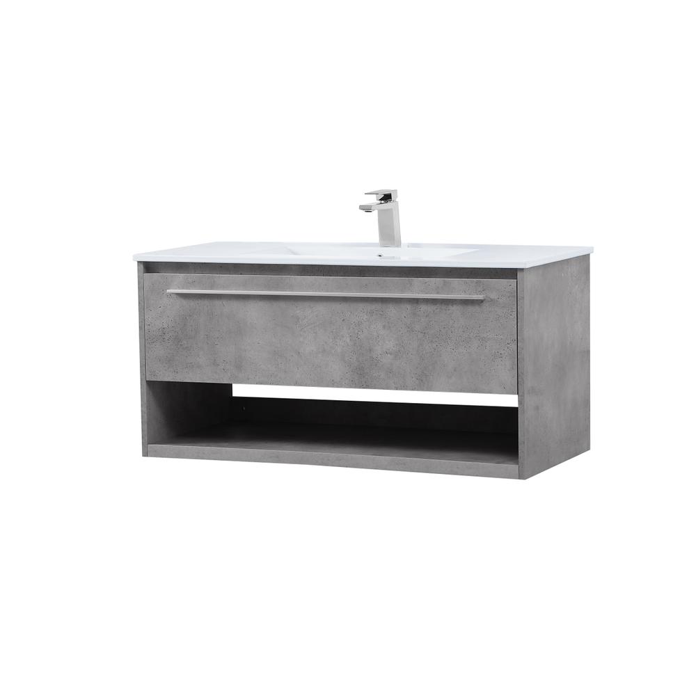40 inch  Single Bathroom Floating Vanity in Concrete Grey. Picture 6