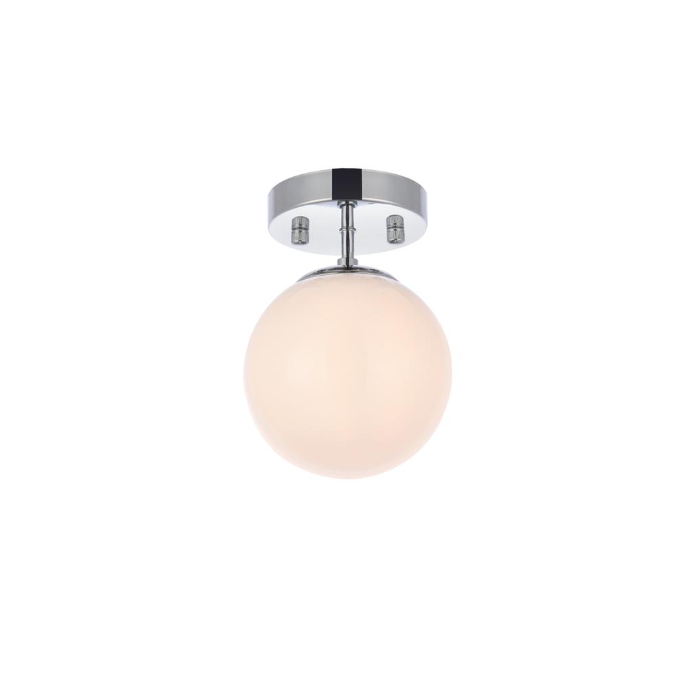 Mimi six inch dual flush mount and bath sconce in chrome with frosted glass. Picture 6