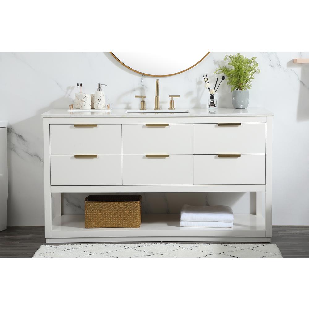60 inch Single bathroom vanity in white. Picture 14