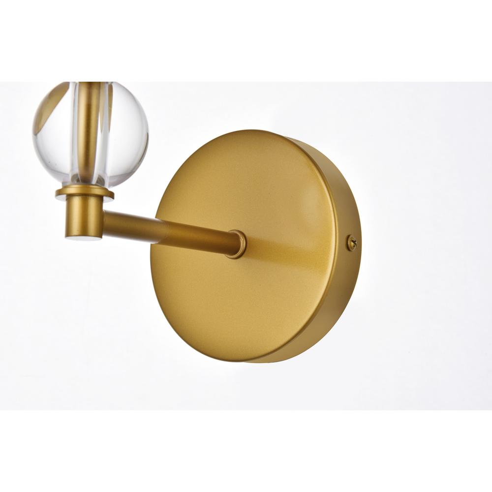 Bethany 1 light bath sconce in brass with white fabric shade. Picture 3