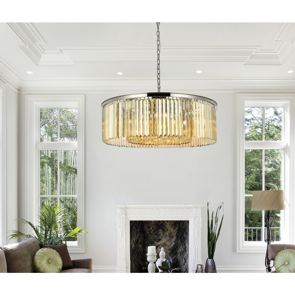Sydney 10 light polished nickel Chandelier Golden Teak (Smoky) Royal Cut Crystal. Picture 8