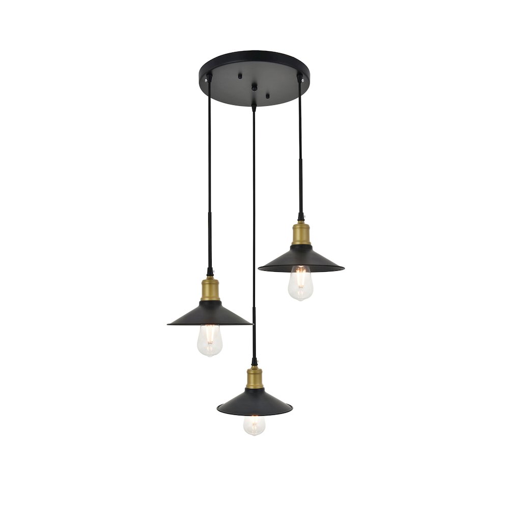 Etude 3 Light Brass And Black Pendant. Picture 7