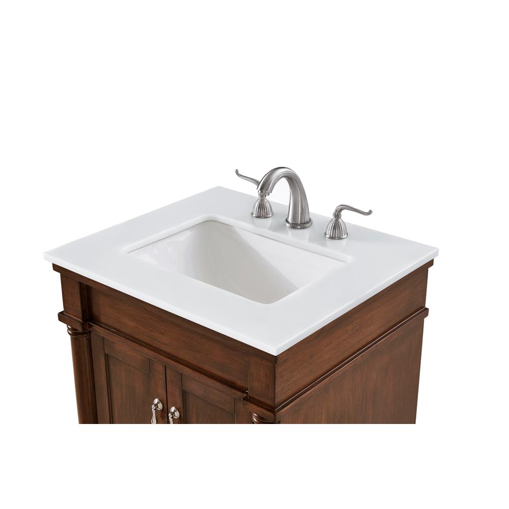 24 inch Single Bathroom vanity in Walnut with ivory white engineered marble. Picture 4