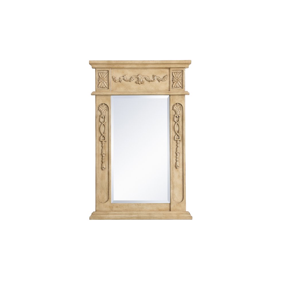 Wood Frame Mirror 18 Inch X 28 Inch In Antique Beige. Picture 1