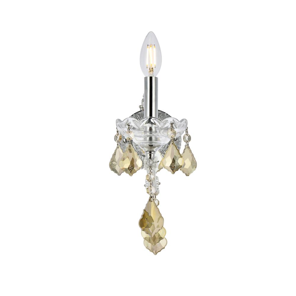 Maria Theresa 1 light Chrome Wall Sconce Golden Teak (Smoky) Royal Cut Crystal. Picture 2