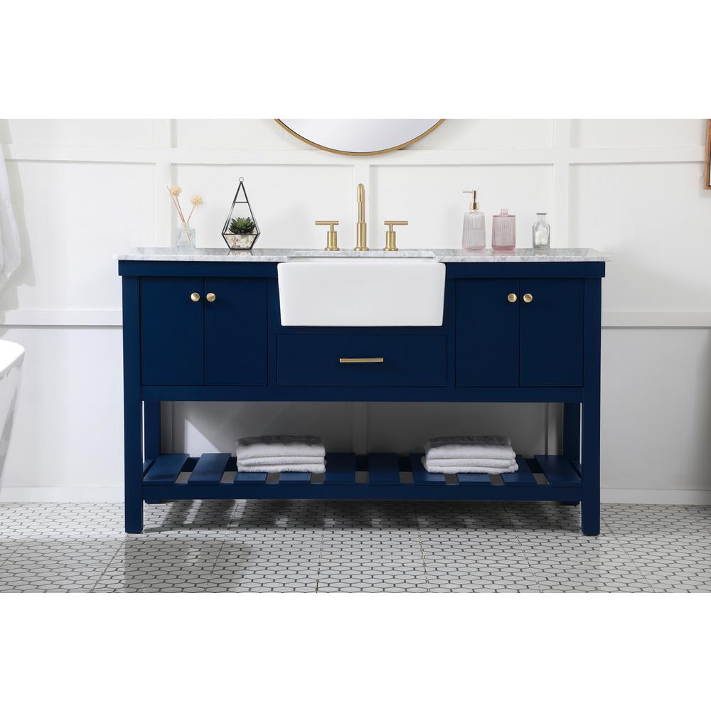 60 inch Single bathroom vanity in blue. Picture 14