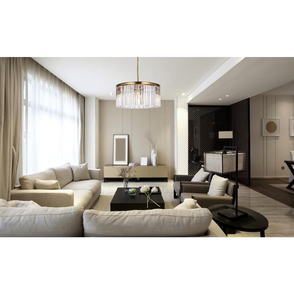 Sydney 31.5 inch round crystal chandelier in satin gold. Picture 7