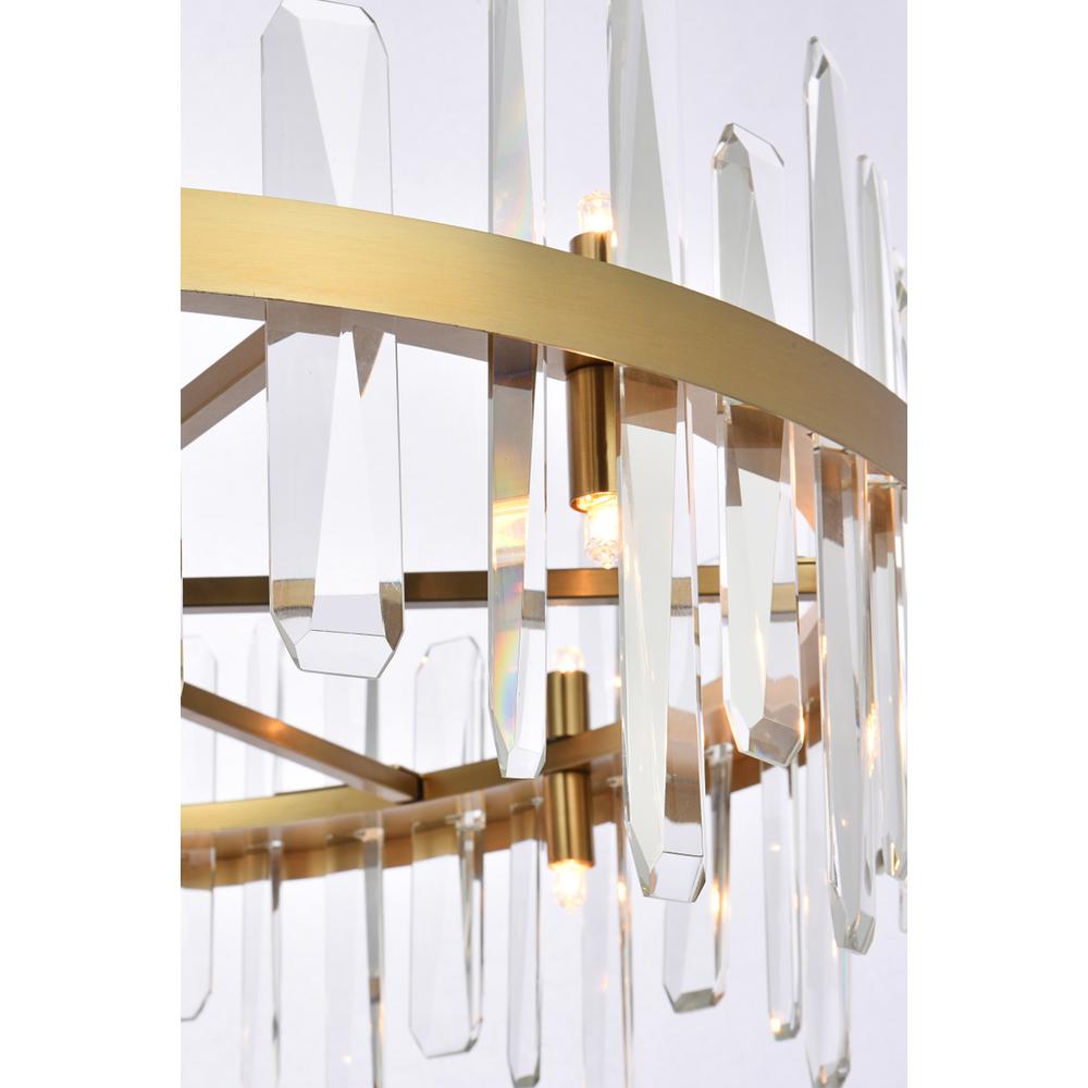 Serena 32 inch crystal round chandelier in satin gold. Picture 3